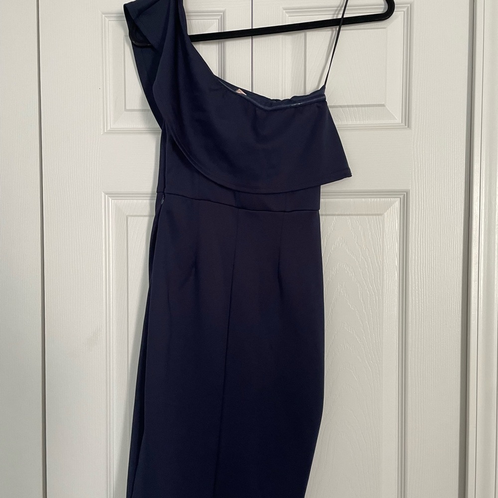 Showpo one shoulder dark blue dress